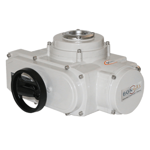 Atuador elétrico compacto White-E Compact Bongas com corpo em alumínio.