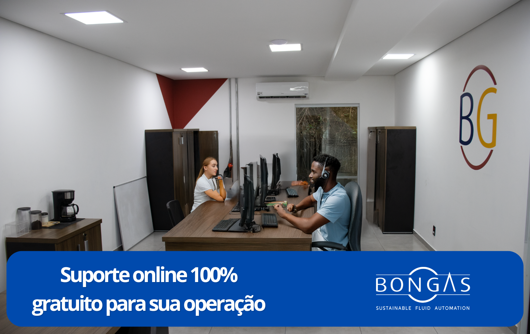Escritório da Bongas Brasil com equipe prestando suporte online 100% gratuito a clientes de todo o Brasil.