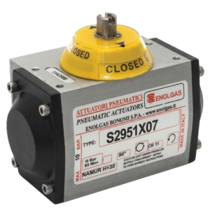 Atuadores pneumáticos em alumínio – Linha ENOLGAS – S2951X com indicador de posição acrílico.