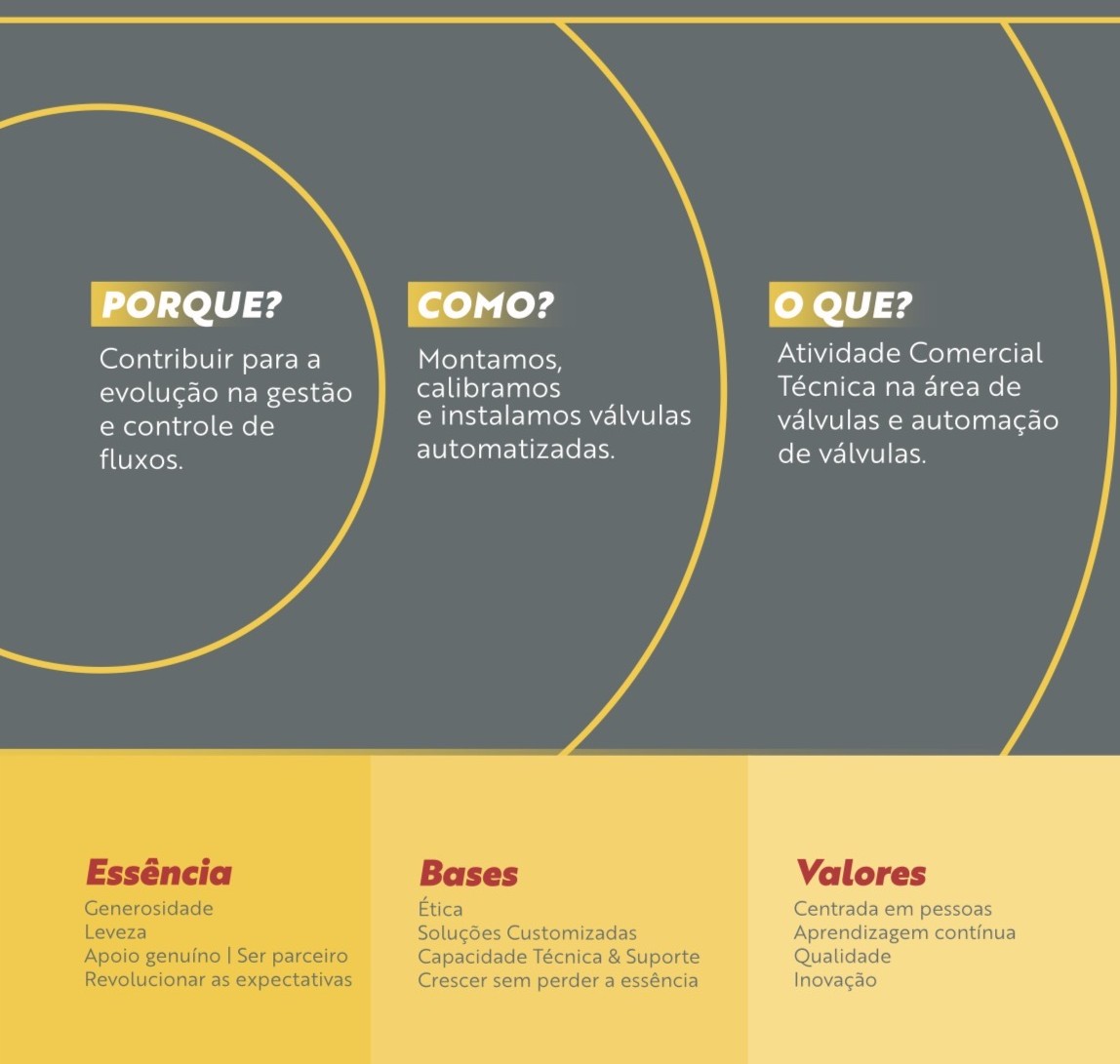 golden circle da Bongas Brasil com porquê, como e o quê aplicados à gestão de fluxos e automação de válvulas
