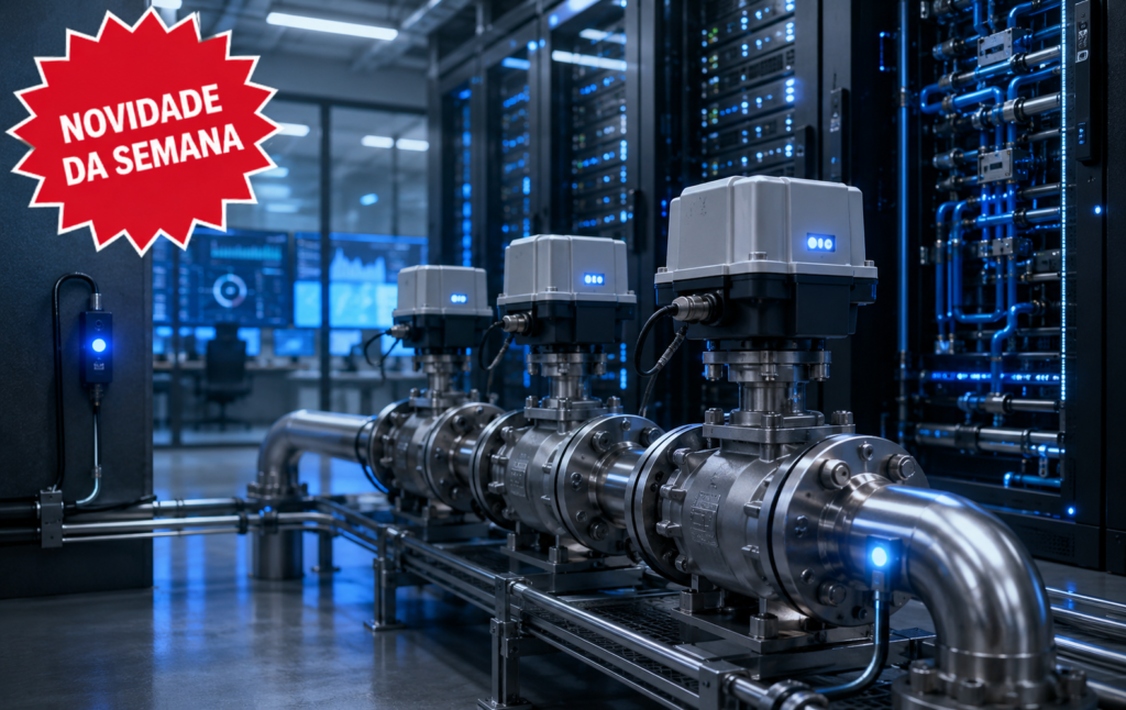 automação de válvulas com atuadores elétricos em data center com resfriamento líquido