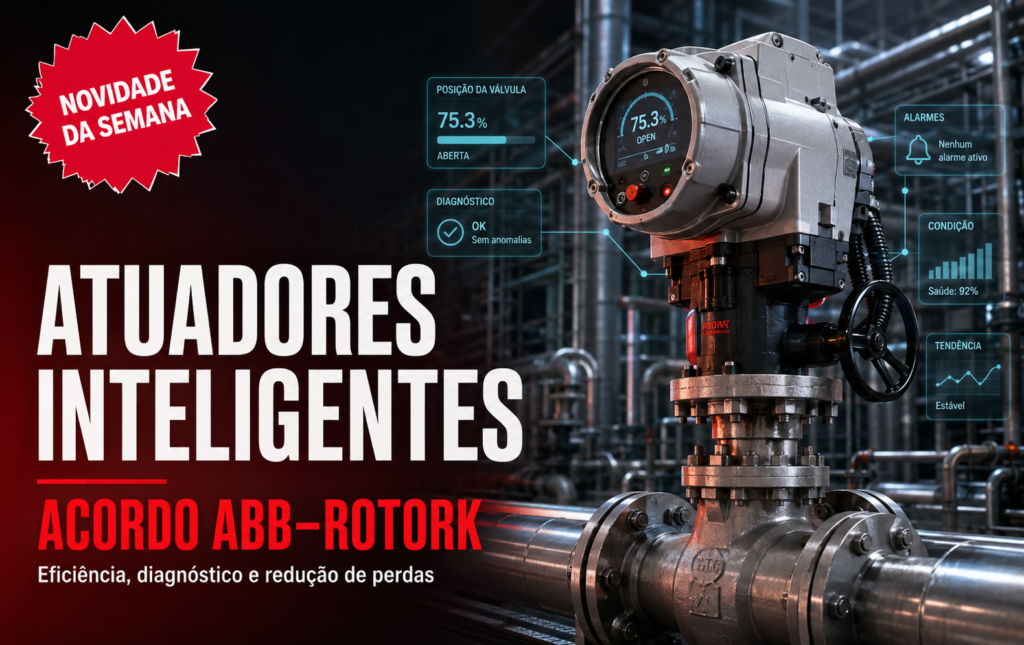 Atuador inteligente em válvula industrial representando o acordo ABB–Rotork